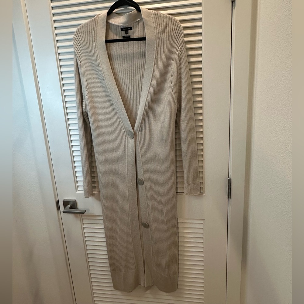 Massimo Dutti Cream Long Cardigan